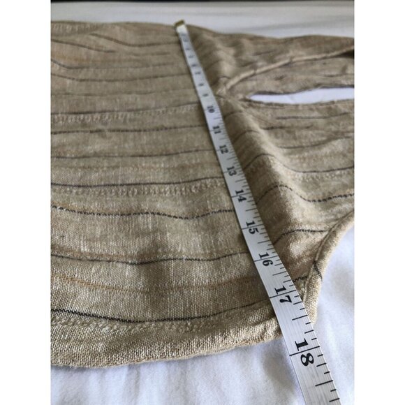 Drew Women's Sleeveless Striped Linen Blend Jumpsuit S Tan Belted Bohemian Artsy - Picture 6 of 8
